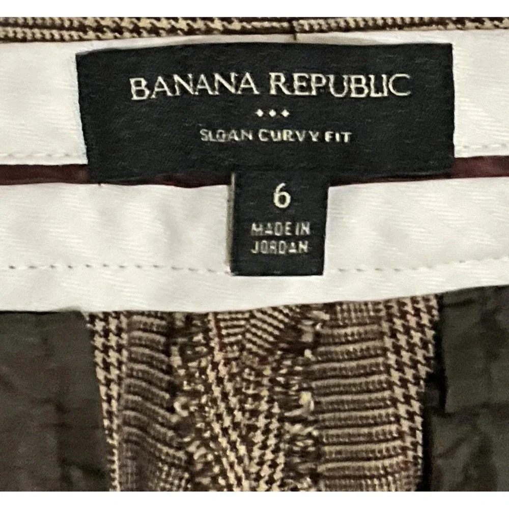 Banana Republic Sloan Curvy Fit Plaid Stretch Ankle Pants Brown Career‎ Size 6